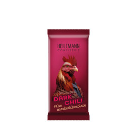 Heilemann Dark Chili Edelbitter-Schokolade in Hahn-Verpackung - #maskedchocolate