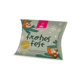 Viba Kissenschachtel - Geschenkpackung Frohes Fest gefüllt mit Schicht Nougat Minis